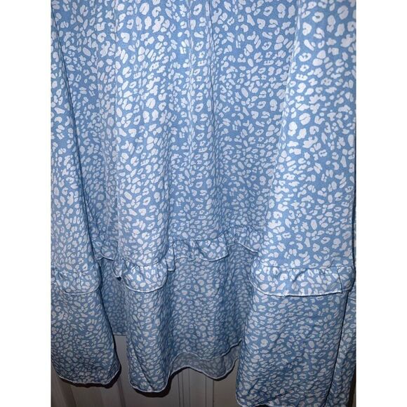 Plus Size Ditsy Floral Print Frill Trim Shirred A Line Dress - Picture 8 of 11